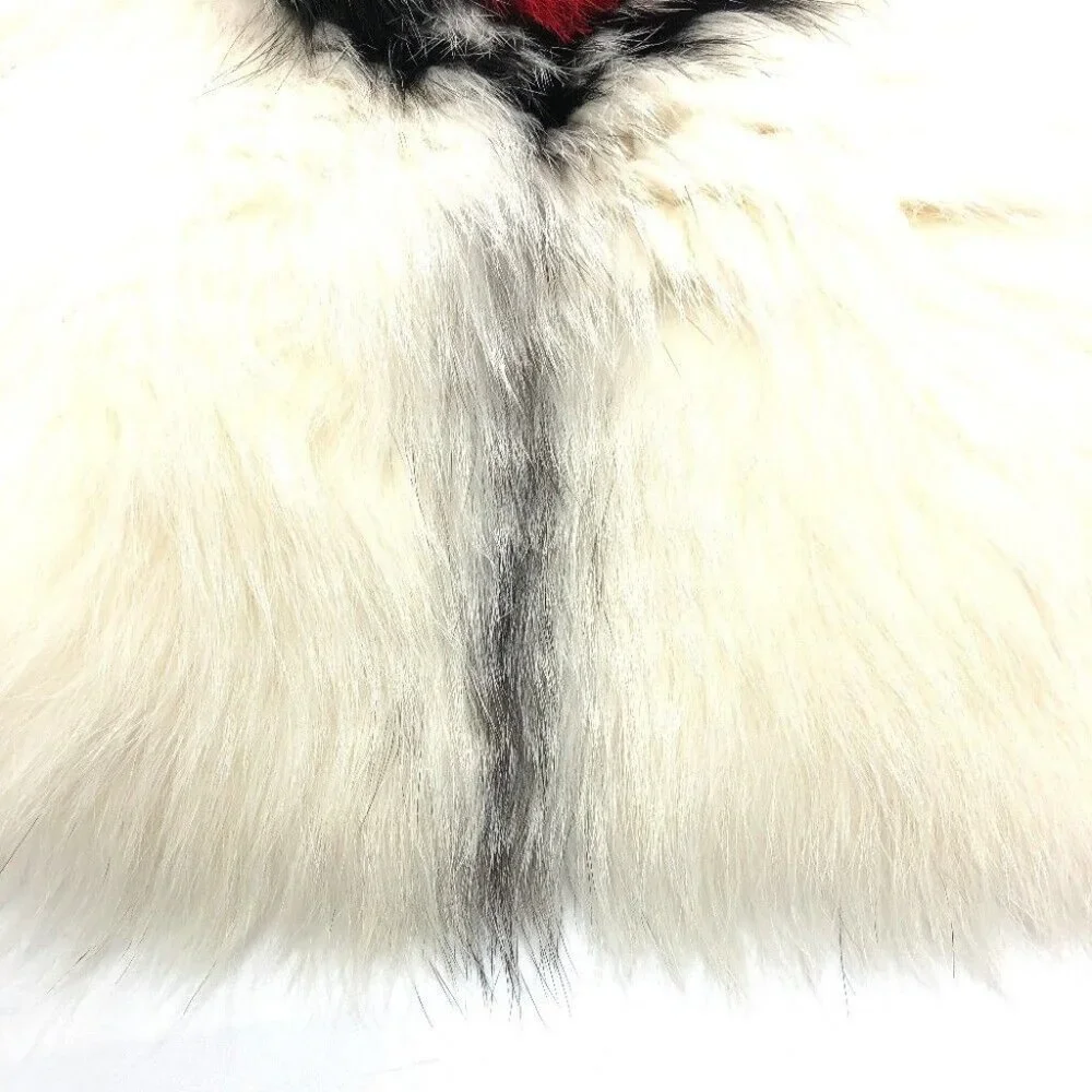 Authentic Dior 86FUR250I820 heart fur Scarf Nylon White/Red/Black